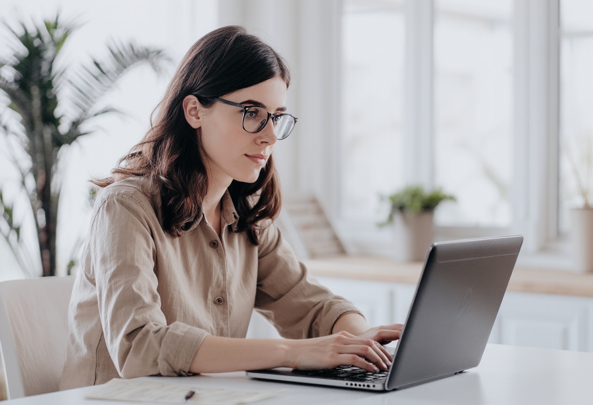 staff typing on laptop